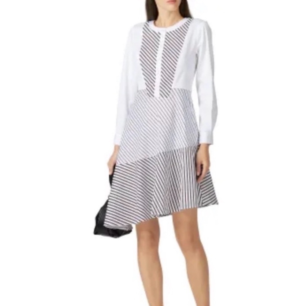 Chelsea28 Black and White Striped Long Sleeve Dress